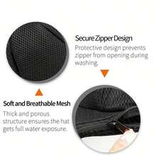 Túi giặt lưới nhựa bền chắc có khóa kéo dành cho mũ - Thiết kế thoáng khí giúp giữ dáng mũ, thích hợp giặt và sấy bằng máy, bảo vệ mũ, thiết kế lưới mềm mại, cấu trúc lưới thoáng khí, chăm sóc quần áo, khóa kéo, chất liệu nhẹ, túi phơi khô, dành cho người đam mê thể thao, túi giặt. - màu đen - Xem 3