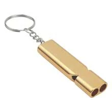 Crafted From Durable Metal, This Compact Golden Survival Whistle Features A Polished Finish That Provides A Reliable, High-Pitched Sound For Emergencies, Designed With A Convenient Keychain Attachment For Easy Portability And Immediate Access. - Gold - View 11