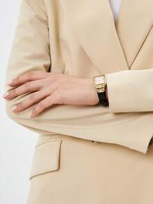 Anne Klein 女士石英正装腕表，配真皮表带 - 黑色 - 查看 8