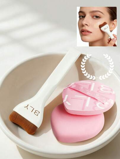 粉底液刷和美妆蛋组合，浓密厚实的刷毛，打造更均匀的妆容，赠品，专业化妆刷，全套化妆工具