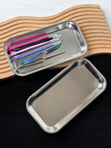 Thickened Stainless Steel Disinfection Tray, Cleaning Tray, Rectangular Display Tray, Nail Art Storage Tool - Silver - View 4
