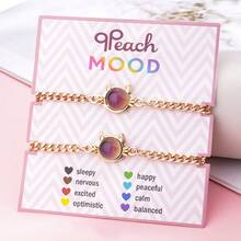 2pcs/Set Women Temperature Sensitive Color Changing Cat Unicorn Heart Pendant Necklace & Ring Jewelry Set, Year Of The Horse Gift For Girlfriend/Best Friend - con mèo - Xem 1