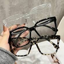 3pcs Women's Fashion Cat Eye Frame Glasses - Lightweight Transparent Lenses & Black Frame, Full Frame Design, Daily, Office, Party Accessories, Simple Style, Comfortable To Wear,  Style, Fashionable Women's Must-Have - 3 Items - View 2