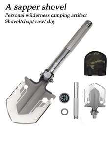 1 件装多功能园艺铲 - 高硬度金属材质，便携，适用于园艺、露营、探险、野外垂钓等活动，专业工具 - 銀色 - 查看 3