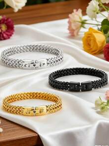 1pc Custom Personalized Stainless Steel Bracelet, Personalized Name Bracelet, Suitable For Men/Women, Personalized Name Bracelet, Stainless Steel Curb Chain, Couple Double-Layer Reversible Bracelet, Fashionable And Simple Couple Bracelet, Suitable For Men/Women, Can Be A Special Ideal Gift For Father's Day, For Husband, Father, Lover, Family, Friends, Son, Grandparents, Suitable For Anniversaries - Multicolor - View 8