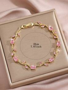 水钻藤蔓锆石叶子造型时尚手链，适合女性日常佩戴和情人节搭配 - 手鍊 - 查看 3