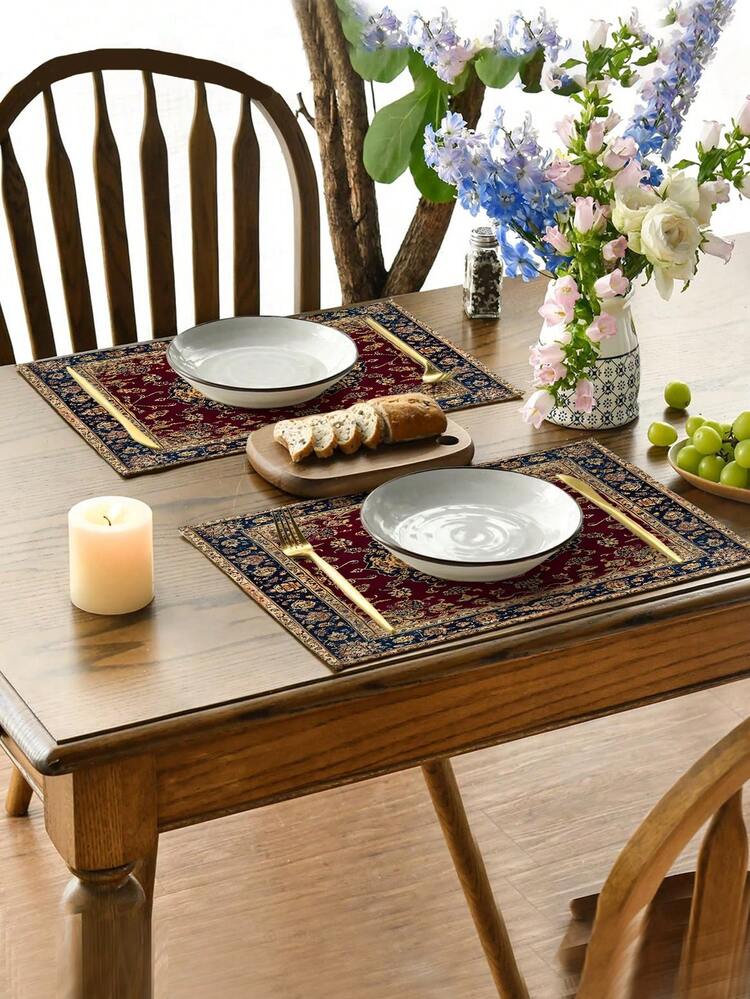 1/4/5/6/7 pièces Style bohème, Set de décoration Ramadan, Set de décoration Eid, Texture en lin confortable, Sets de table, Maniques, Housses de coussin - Multicolore - Voir 7