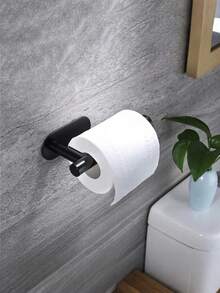 1pc No Drill Bathroom Toilet Paper Holder, Wall Mounted Tissue Paper Towel Rack, Bathroom Storage Shelf, Kitchen Paper Towel Holder - Multicolor - View 2