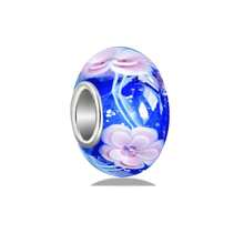 100% 正品 925 纯银穆拉诺玻璃吊坠，原创手工手链吊坠，女士花朵吊坠，女士珠宝礼品，1 个吊坠，不含手链 #SW8 - 藍色 - 查看 7