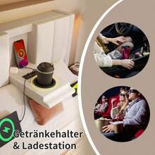 Polsterbett 90x200 Cm Einzelbett Mit Verstecktem Becherhalter & Ladestation, Hydraulisches Bett Mit Stauraum Unter Dem Bett, Inkl. Lattenrost, Leinen Beige(Mit Matratze) - White - View 2