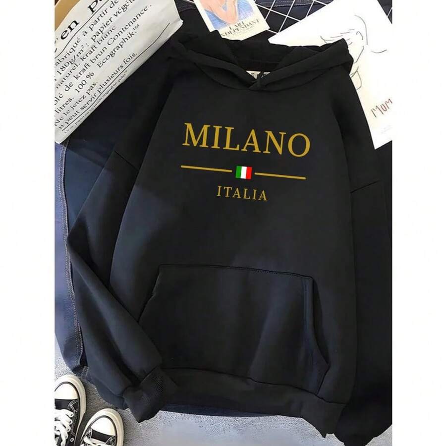 Milano Italia Unisex Kangaroo Hoodie, Jacket, Cold Weather Sweatshirt, Sweater - 黑色 - 查看 1