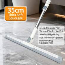 1pc Extendable Bathroom Floor Hair Removal Squeegee, 180° Rotating Broom With Thick Handle Magic Mop - Multicolor - View 8