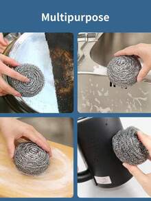 12pcs Kitchen Steel Wool Cleaning Brush - Suitable For Powerful Cleaning Of Tableware, Pots, Ovens, Grills, And Sinks | Multi-Purpose Stainless Steel Utensil And Sink Cleaning Brush