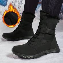 女士时尚雪地靴，保暖加厚冬季鞋，情侣百搭靴，徒步靴 - 黑色 - 查看 3