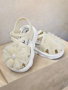 Children Pearl Heart Sandals, Girls Korean Style Fashion Soft Bottom Sandals - White - View 3