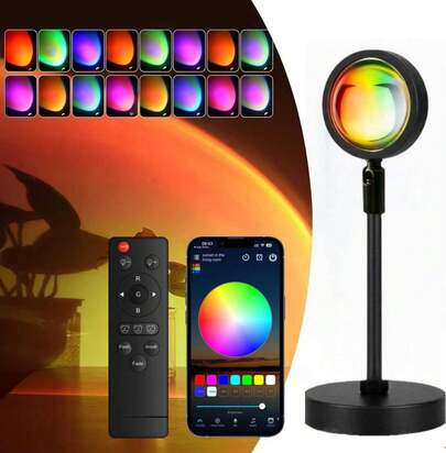 QUIGO Sunset Lamp Projection Led Lights With Remote, Multicolor Night Light 360° Rotation Rainbow Lights 4 Modes Setting For Photography/Selfie/Party/Home/Living Room/Bedroom Decor, Gifts For Women | 180° Rotation, With Remote, 4 Modes Setting, Bedroom Decor, Living Room, Home, Party, Photography, Selfie, Gifts For Women