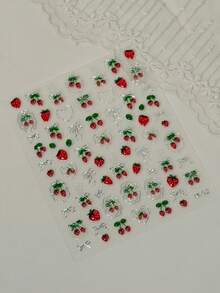 1 miếng dán móng tay hình dâu tây 5D 3D (màu bạc) - Miếng dán móng tay hình nơ dâu tây ánh kim ngọt ngào cho ngày Valentine - Miếng dán móng tay hình nơ dâu tây tự dính, thích hợp cho việc tự làm trang sức móng tay và phụ kiện làm móng cho nữ. - Nhiều màu - Xem 7