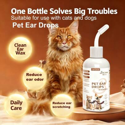  PC Petclear Pet Ear Drops | Suitable For Dogs And Cats, Ear Wax Softening And Dissolving Liquid, Gentle Cleaning And Care, Essential For Daily Ear Washing. This Product Is Specially Designed For Pet Ear Care, Effectively Softening And Dissolving Accumulated Earwax, Facilitating Cleaning And Helping Maintain A Clean And Fresh Ear Canal.