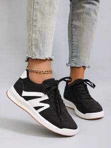 Women's Spring New Casual Sports Shoes, Fashionable Breathable Lightweight Non-Slip Durable Running Shoes - Black - View 5
