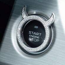 1pc Multi-Color Rhinestone Devil Horn Car Ignition Key Decoration Ring, Rhinestone Decor Car One-Key Start Button Decoration, 3D Devil Horn Quirky Design With Sparkling Rhinestones, Brilliant Shine Under Light - 1pc Devil Horn Starter Key Ring - View 6