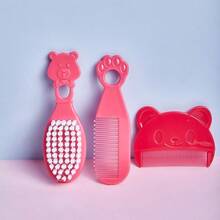 3件套婴儿梳子套装 - 小熊造型梳子，用于去除胎脂；新生儿梳子和按摩梳，可用于洗澡；柔软刷毛，适合婴幼儿使用。 - 彩色 - 查看 9