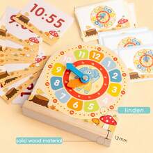 Drewniany model zegara, pomoc dydaktyczna do nauki czasu bez prądu z kartami, zabawka edukacyjna rozwijająca matematykę, zdolności poznawcze i świadomość czasu | Idealny do szkoły, domu, szkoły i na prezent świąteczny. Idealny prezent urodzinowy dla chłopców i dziewcząt. - Wielokolorowe - Zobacz 4