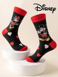 Disney 两双正品女士爱心刺绣袜子，绣有可爱的米奇一家卡通爱心图案，男女皆宜，趣味十足，适合各种场合，高品质礼品袜 - 彩色 - 查看 8