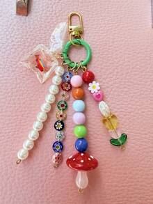 鱼形包包挂饰串珠郁金香钥匙扣蘑菇包包挂饰可爱背包配件金链钱包挂饰送给女孩和女士的礼物Y2K旅行必备卡哇伊 - 彩色 - 查看 7