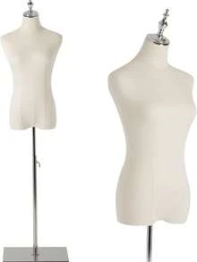 GCCSJ Female Mannequin, Hanging Pants & Skirts Dress Mannequin With Stand, Height Adjustable Torso For Clothing Dress Jewelry Display, Sewing, Silver - 銀色底座 - 查看 11