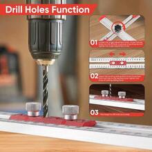 4-In-1 Drilling Positioning T Square Ruler, Woodworking Scribe Drawing Tool, Aluminium Alloy Multifunctional Measuring Tool, Cabinet Hardware Jig - 65cm - View 7