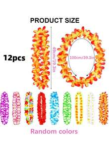 6/12/24件装夏威夷花环，热带夏威夷草裙舞丝绸花环派对礼品，成人派对礼物，夏季海滩婚礼礼物，圣诞节