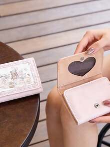 1pc Spring Picnic Series Rabbit & Bear Design Compact Wallet, Multi-Card Slots & Coin Purse - Multicolor - View 7