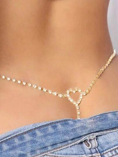 Dây xích eo gợi cảm, phụ kiện nội y hình trái tim rỗng, dây xích quần lót gợi cảm độc đáo, quần lót G-string pha lê tối giản, dây xích eo hình trái tim đính đá Y2K dành cho nữ - dây xích cơ thể gợi cảm cho các bữa tiệc câu lạc bộ, phù hợp cho Ngày Valentine, lễ hội hóa trang và các buổi gặp gỡ hàng ngày.
