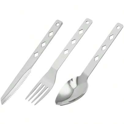Luxshiny Stainless Steel Folding Camping Flatware Lightweight Portable Outdoor Tableware Heat Resistant Cutlery For Picnic Bbq Hiking