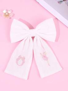 1件粉色A-Z 26字母刺繡髮飾蝴蝶結，甜美芭蕾女孩粉色蝴蝶結髮夾，白色布料髮夾，優雅生日女孩頭飾 - 彩色 - 查看 31