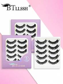 【2片/4片装】3D立体纤长假睫毛，多层卷翘黑色羽毛效果，打造自然蓬松妆容 - 黑色 - 查看 1