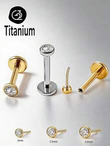 1pc ASTM F136 Titanium 20G0.8mm CZ Pin Labret Piercing Cup-Shaped Pin Ear Piercing Ear Bone Piercing Nose Jewelry - Pins - View 12