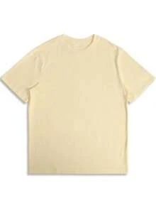 Women's Solid Color Simple Crewneck Short-Sleeved Summer T-Shirt, Daily Wear-Unisex Summer Casual Vintage Cotton Printed T-Shirts For Couples - 杏色 - 查看 5
