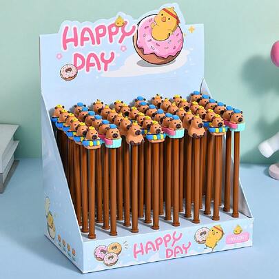 1set (10pcs) Kapibara Cartoon Student Gel Pens, Creative & Cute Carbon Water-Based Pens, Writes Smoothly, Adorable Design, Suitable For Class Notes, Journaling, Daily Doodling, Stress Relief, And Creative Stationery Collection (Random Style)