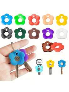 30pcs Colorful Silicone Key Covers, Flower Shaped Elastic Key Caps, Made Of Silicone Material, Easy To Install, Vibrant Colors, Secure Fit, Minimalist And Compact, Suitable For Home Keys - Multicolor - View 3