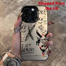 Phone Case - Fashionable Phone Case Featuring A Graffiti Devil Design, Compatible With For Iphone Models From 11 To 16, Including Pro And Plus Versions, Designed To Absorb Shocks. - Translucent Black - View 5
