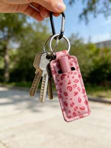 1 pièce Porte-clés rouge à lèvres, Étui multifonctionnel pour porte-clés rouge à lèvres, Sac de rangement pour rouge à lèvres à clipser, Accessoire de sac pour femme, Cadeau pratique, Sac de rangement pour porte-clés rouge à lèvres imprimé léopard, Porte-clés rouge à lèvres élastique (peut être assorti avec une boucle noire) - Multicolore - Voir 10