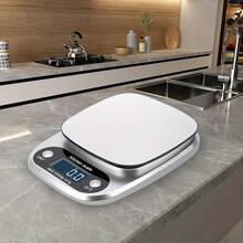 Kitchen Scale, 4 Units (G/Oz/Lb), LCD, 2xAAA, Precise, For Baking/Cooking, Essential Accessory. - Silver - View 3