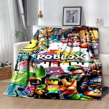 3D Cartoon R-Robloxs Game Flannel Blanket Soft Warm Throw Blanket For Bedroom Living Room Bed Travel Camping Picnic Gift(38).Jpg - 白色 - 查看 1