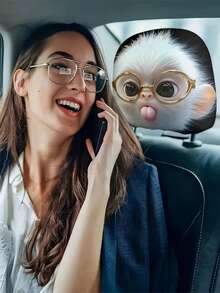 2 piezas de lindos monos con gafas, fundas para reposacabezas de coche. Decoración para el coche. Suave y cómoda. Sin relleno de material. Adecuada para viajes de larga distancia y desplazamientos diarios. Para amigos y seres queridos. - 2 piezas - Ver 6