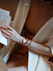 1 chiếc đồng hồ nữ mặt số La Mã đính đá toàn bộ, dây thép không gỉ tối giản, máy quartz, thích hợp đeo hàng ngày, làm quà sinh nhật, quà kỷ niệm, quà tặng cuối năm, quà ngày độc thân, quà Halloween. Không kèm hộp quà. - Hoa hồng vàng - Xem 2