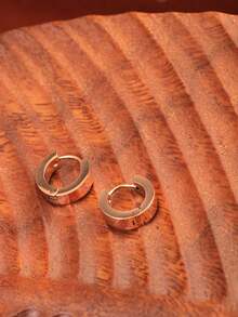 1 Đôi khuyên tai vòng xoắn hình vòng cung bằng thép không gỉ, khuyên tai đính đá hình hoa chữ C bằng thép titan mạ vàng hồng tối giản, quà tặng cho người thân yêu và bạn gái, phù hợp để đeo hàng ngày. - hoa tai - Xem 4