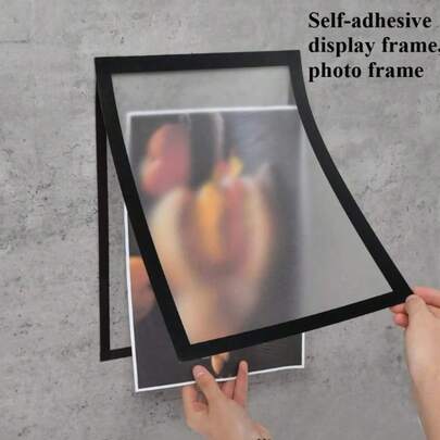 1pc Modern Magnetic Wall-Mounted Photo Frame, Frameless Self-Adhesive Portable Display Frame, Available In A4 And A6 Sizes, Suitable For Photos And Documents, Bulletin Board, Poster Frame, Certificate Frame, Matte Black & White High-Definition Surface, Minimalist Decor, Self-Adhesive Photo Frame, Magnetic Photo Frame