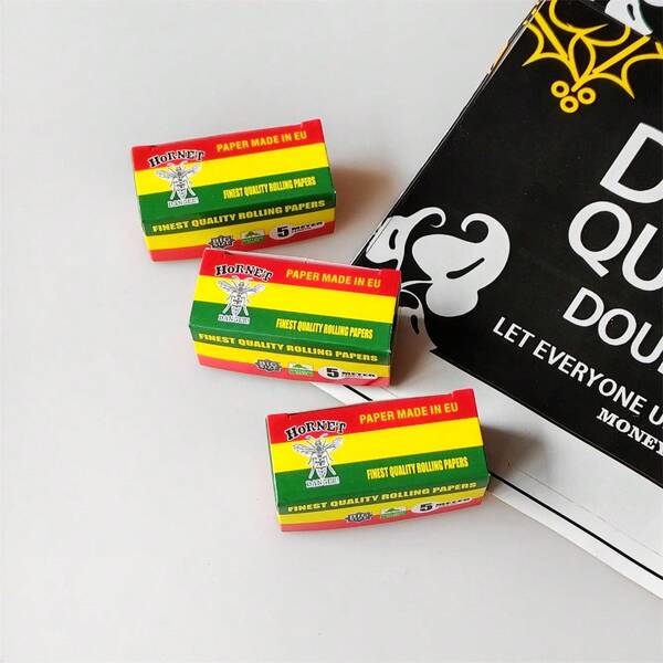 1/3 包，全新 HORENT 三色条纹自调节长度卷烟纸，44 毫米宽 x 5 米/卷，吸烟配件卷烟纸，送给吸烟者的绝佳礼物！