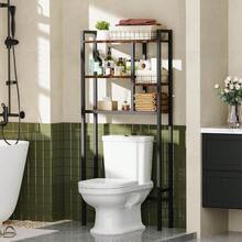 Over-The-Toilet Storage Rack, 3-Tier Bathroom Shelves Over Toilet, Above Toilet Storage, Behind Toilet Bathroom Organizer, Space Saver, Freestanding, Rustic Brown - Nâu mộc mạc + đen - Xem 1